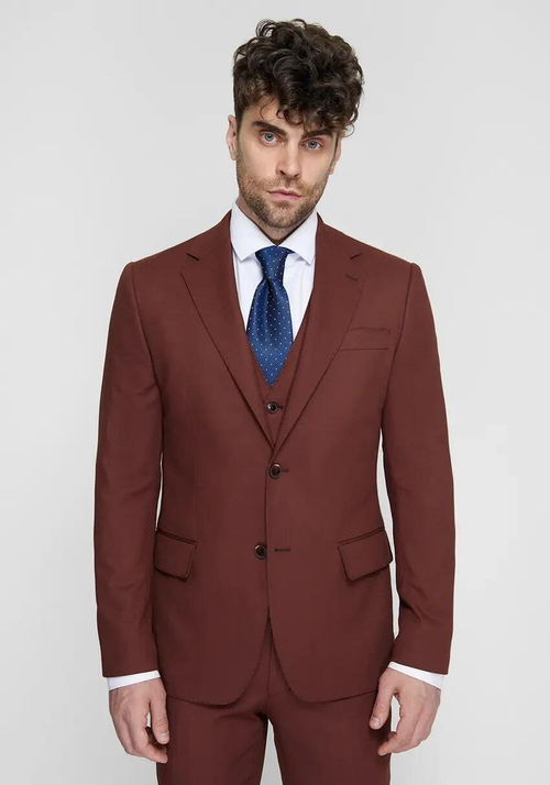 Мужской классический костюм тройка (коричневый) А8