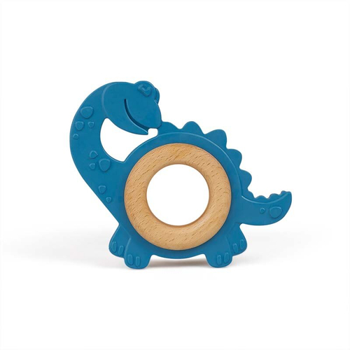 Зелёный дятел, кусающее животное-динозавр (натуральный каучук, дерево)