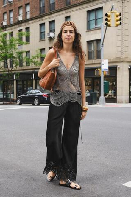 ZARA АТЛАСНЫЕ БРЮКИ С ВЫШИВКОЙ — ZW COLLECTION, ЧЕРНЫЙ