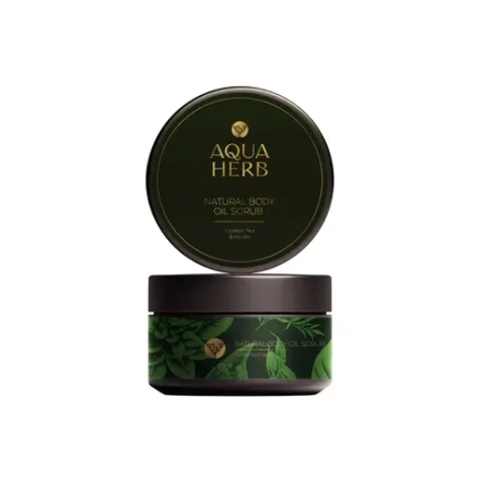 AQUAHERB Натуральный увлажняющий скраб для тела на комплексе натуральных масел Карельский Чай и Ваниль