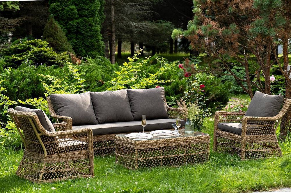 "Гранд Латте" лаунж-зона из искусственного ротанга, цвет соломенный