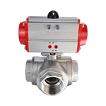 Stainless steel ball valve Elephant 3h-t-rpss316200mm-iso-pnevpr-da, body material - stainless steel AISI 316, ball material - stainless steel AISI 316, seal - PTFE, pneumatic actuator operated