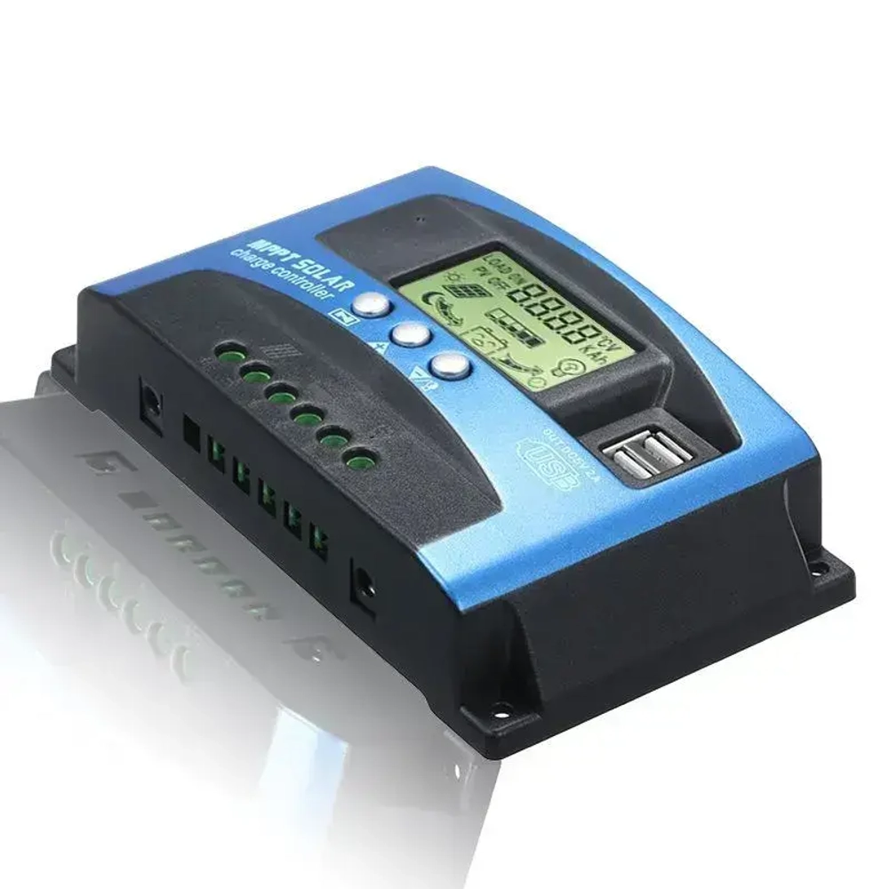 MPPT Контроллер заряда солнечной батареи,100A Dual USB ЖК-дисплей 12В/24В,Регулятор зарядного устройства панели солнечных батарей с нагрузкой