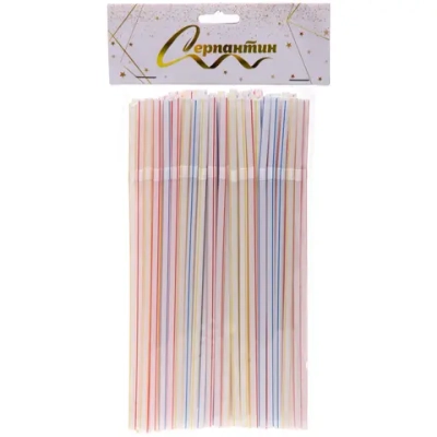 Трубочка для коктейля 5*210мм в наборе 100 шт полосатая