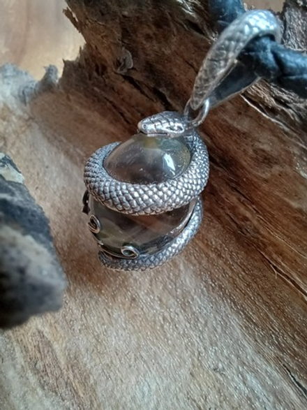 Серебряный кулон ЗМЕЙ с горным хрусталём