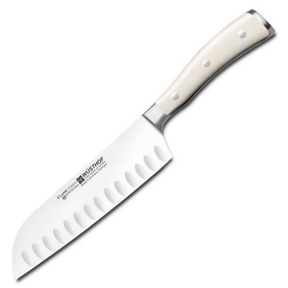Нож Японский Шеф с углублениями 17см Wuesthof Ikon Cream White