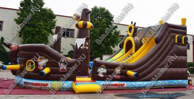 Большой надувной батут-горка "Фрегат" 11*5*5 м