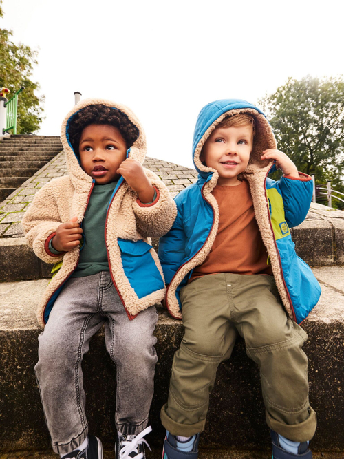 Куртка двусторонняя с капюшоном Next Q60-462, Синий, Бежевый