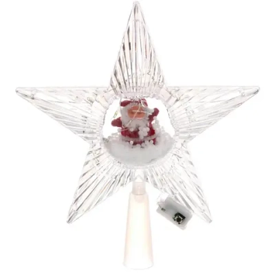 Фигура светодиодная ЗВЕЗДА ДЛЯ ЁЛКИ «Дед Мороз» 10 ламп LED, 18 см, 3 реж, Мультицвет (батарейки SR927W 3 шт)