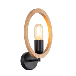 Настенный светильник 1x40Вт E27, металл/дерево, черный
