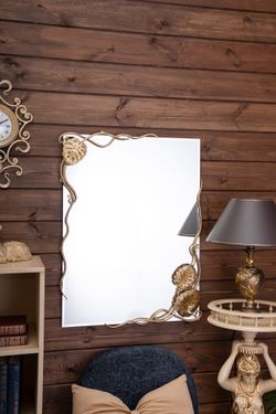 Зеркало настенное Monstera Deliciosa (Монстера) прямоугольное 80х60 Бронза