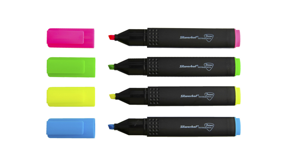 Маркер текст. 4 цв. Silwerhof Prime+ скошенный пишущий наконечник 1-4мм