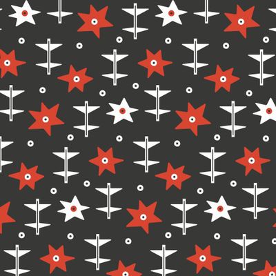 Buy minimalist floral fabric abstract flowers black