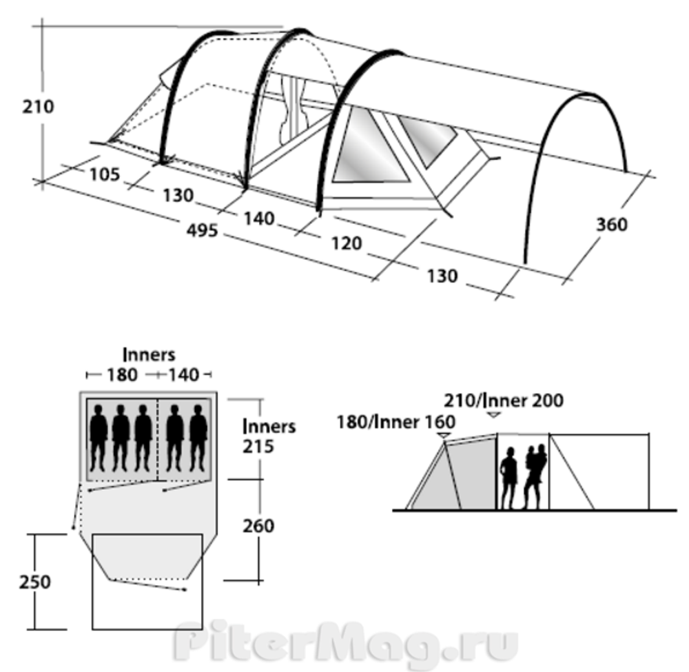 Палатка с надувным каркасом Outwell Roswell 5A 2018 [110608]