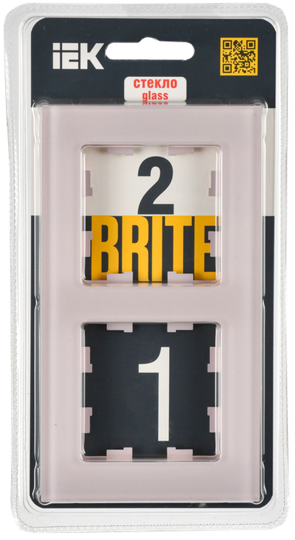 BRITE Рамка 2-местная РУ-2-2-Бр стекло розовый матовый IEK