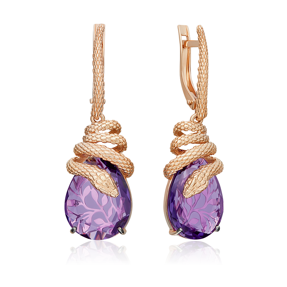 Серьги с английским замком из красного золота c аметистом 02-5289-00-203-1110