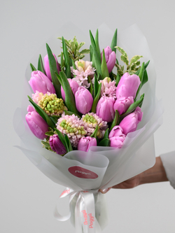 Дуо букет Гиацинты и Тюльпаны