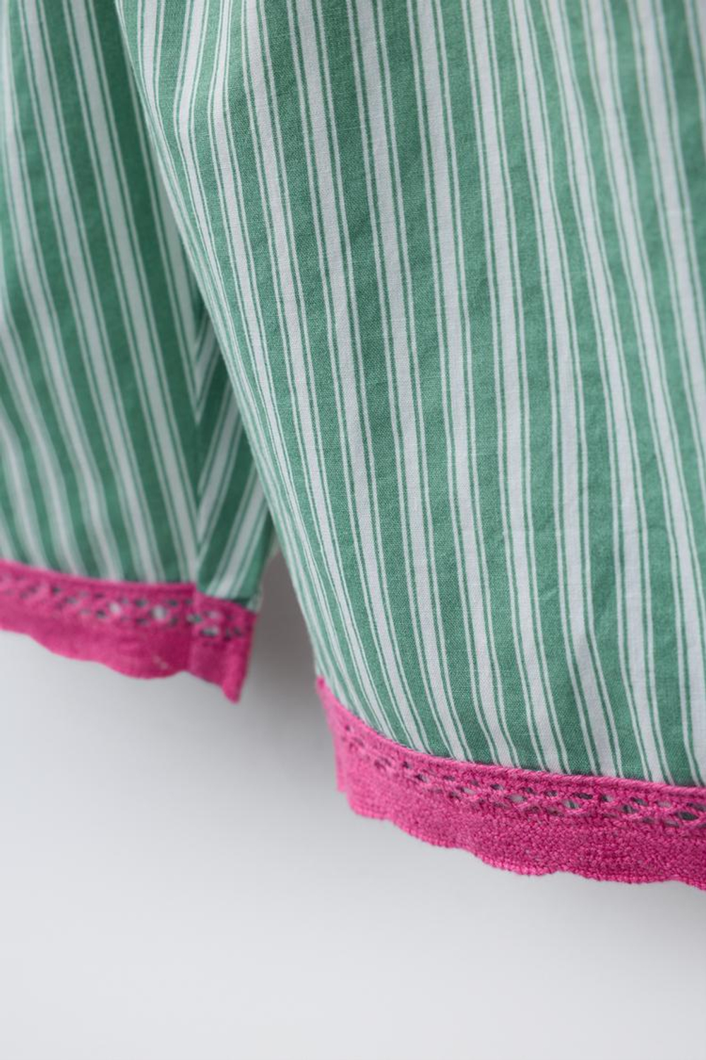 ZARA БРЮКИ BALLOON В ПОЛОСКУ, ЗЕЛЕНЫЙ