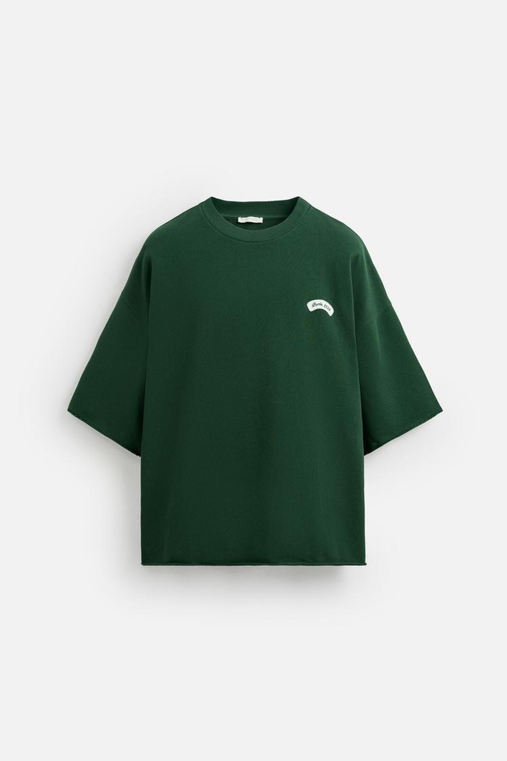 ZARA ФУТБОЛКА С ВЫШИВКОЙ, ЗЕЛЕНЫЙ