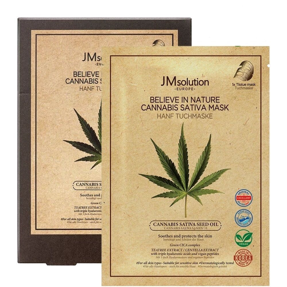 JMsolution Believe in Nature Cannabis Sativa Seed Oil Mask питательная тканевая маска с маслом семян конопли