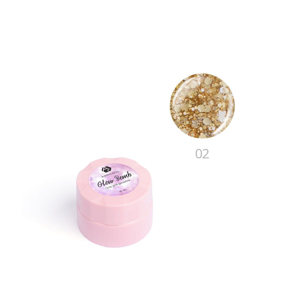 Гель для дизайна ногтей ADRICOCO Glow Bomb №02 &quot;Медовый блеск&quot; (6 мл.)