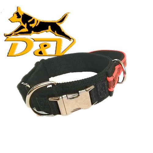 Ошейник синтетика, регулируемый с оранжевой ручкой, металлическая фурнитура быстросъёмная пряжка (фастекс) №40 длина 50-55смсм