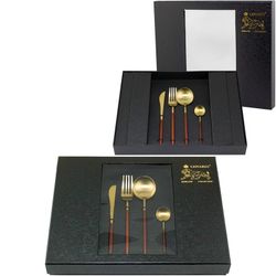 Lenardi 197-016 Набор столовых приборов 24пр. VIVID красный в под.уп.(х12)