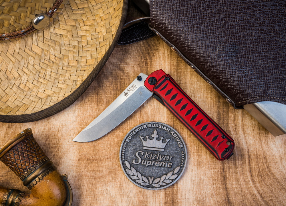 Складной нож Whisper CPM S35VN StoneWash Red, на подшипнике