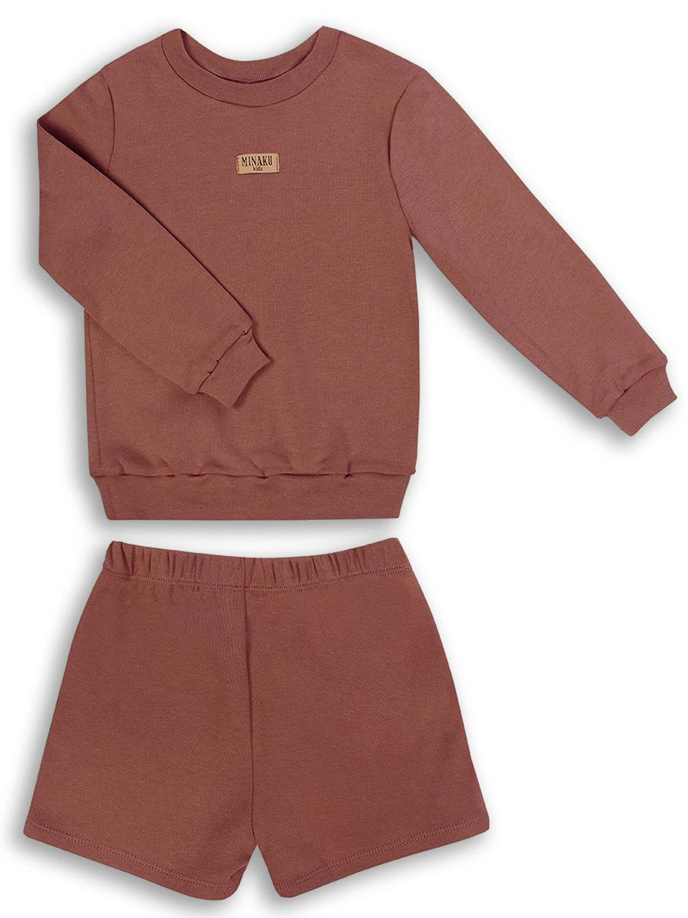 Костюм для мальчиков (свитшот, шорты) коричневый, р. 110 см (MINAKU)
