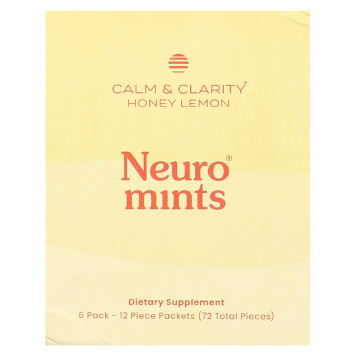NeuroGum, NeuroMints, спокойствие и ясность, с медом и лимоном, 6 пакетиков по 12 шт.