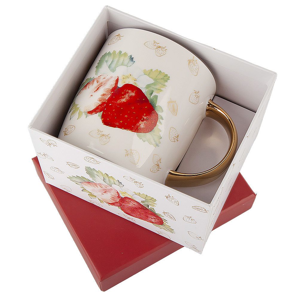 Кружка "Фруктовый сад.Клубника" v=350мл (фарфор) (подарочная упаковка)