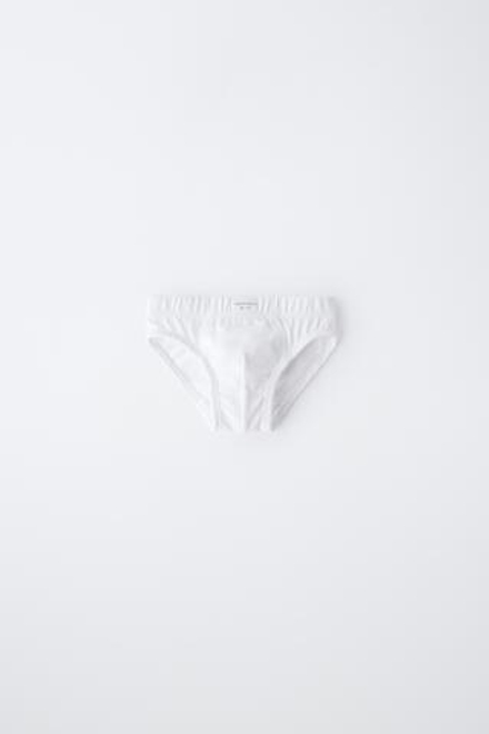 ZARA НАБОР ИЗ ТРЕХ ТРУСОВ С ЭТИКЕТКОЙ, БЕЛЫЙ