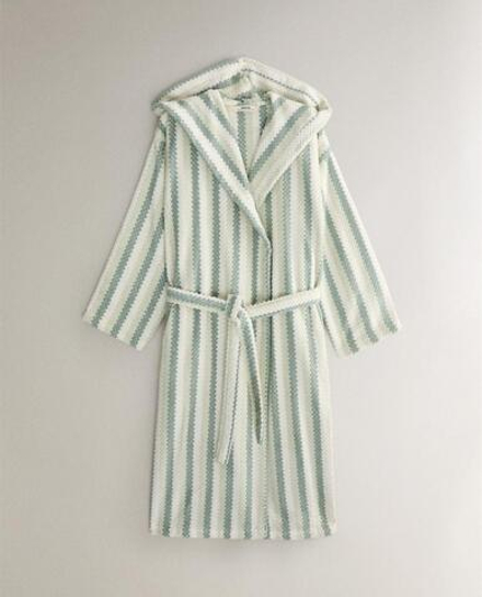 ZARA HOME МЯГКИЙ ЖАККАРДОВЫЙ ХАЛАТ, СИНИЙ