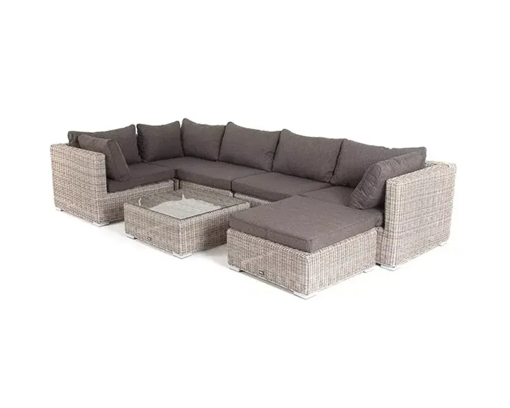 "Лунго" трансформирующаяся лаунж-зона из искусственного ротанга, цвет бежевый