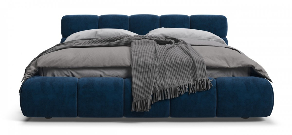 Босс Дрим Кровать+ПМ 180 Велюр Монолит синяя