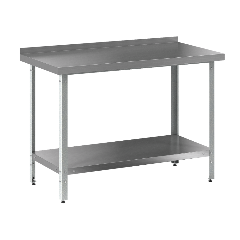 Стол производственный СПЭ 800/600/850 (полка сплошная оц, борт)