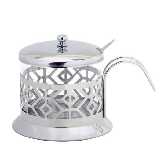 Сахарница 200 мл. из стекла и нержавеющей стали Kamille KM-7007