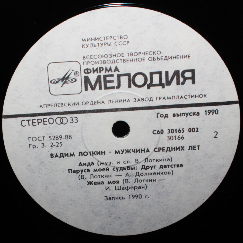 Вадим Лоткин / Мужчина Средних Лет (LP)