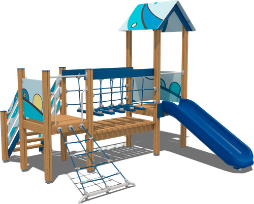 Детский городок Новгород (стойки дуб, паттерн Fairytale)