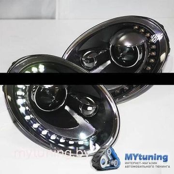 Передние фары VW New Beetle led tru drl black