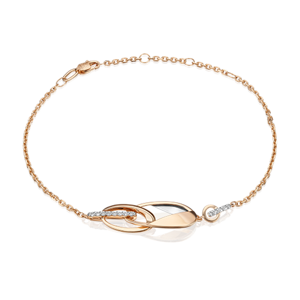 Браслет «Сияние» из комбинированного золота c натуральными топазами white Артикул: 05-0698-00-201-1111