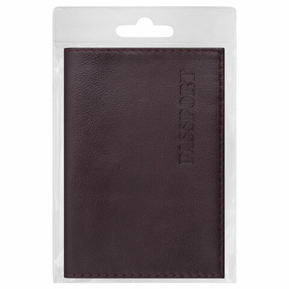 Обложка для паспорта натуральная кожа "Virginia", "PASSPORT", бордовая, BRAUBERG, 237187