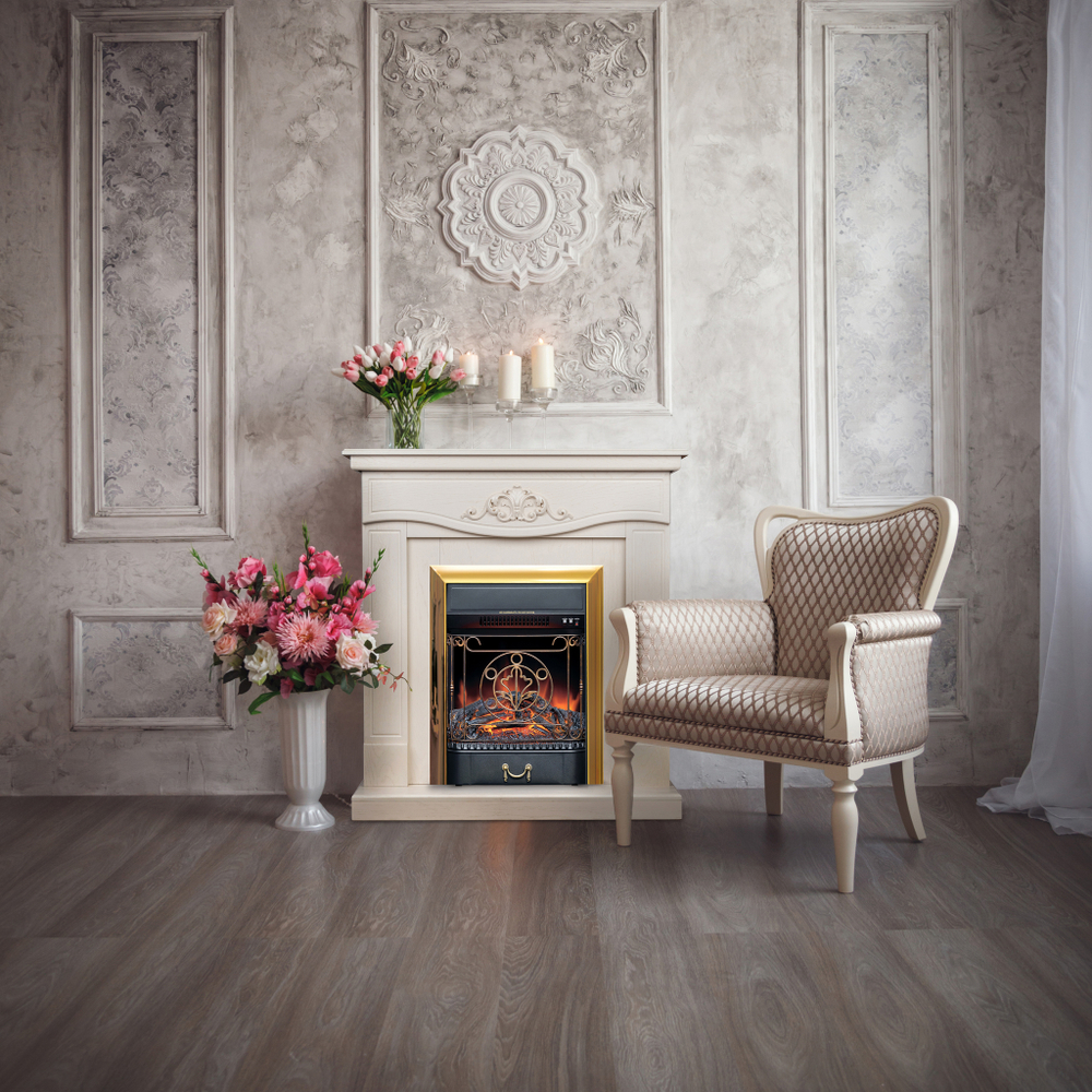 Каминокомплект Real Flame Junona WT с очагом Majestic Lux Brass