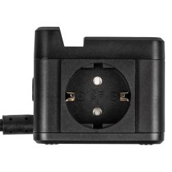 S-GCD2-1.5SBUH BLACK Удлинитель серии Standard. с-з. шнур 1.5м. 2 гнезда. 3 USB. 16А. держатель для телефона. Черный. ТМ Uniel