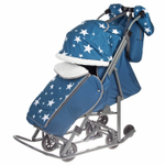 Санки-коляски Pikate "Звезды" Аквамарин