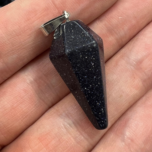 Кулон Маятник из камня Авантюрин синий, 34х15 мм