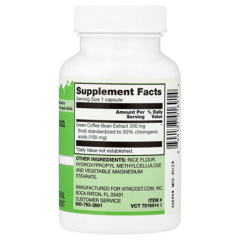 Vitacost, Green Coffee Bean Extract, 200 mg, 90 Capsules