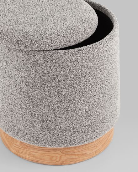 Пуф с ящиком Холли S букле серый