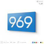 Номер на дверь 969, табличка на дверь для офиса, квартиры, кабинета, аудитории, склада, голубая 120х70 мм, Айдентика Технолоджи