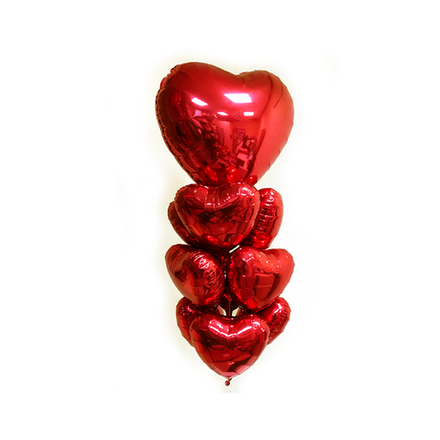 Букет красных сердец с большим сердцем, 10 сердец